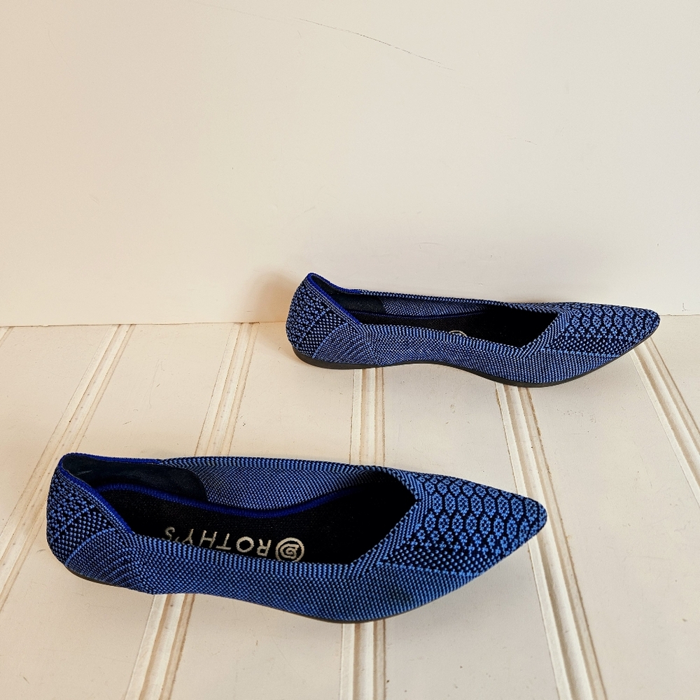 Rothys The Point Lapis Python Blue Flats Womens 8… - image 4